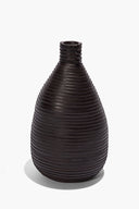LARGE LEATHER WRAPPED VASE | ESPRESSO