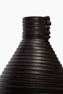 LARGE LEATHER WRAPPED VASE | ESPRESSO