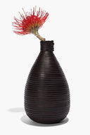 LARGE LEATHER WRAPPED VASE | ESPRESSO