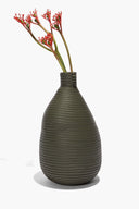 LARGE LEATHER WRAPPED VASE | MOSS