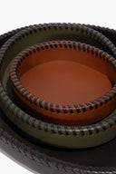 STACKABLE LEATHER TRAYS | ESPRESSO MOSS TAN