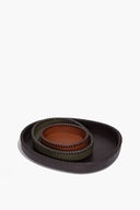 STACKABLE LEATHER TRAYS | ESPRESSO MOSS TAN