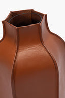 GLASS LEATHER BOTTLE VASE | TAN