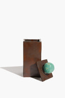 LARGE MOON-LID BOX | BROWN AND SATIN PATINA GLAZE BROWN AND SATIN PATINA GLAZE