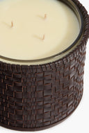 LARGE ROWE WOVEN LEATHER CANDLE | ESPRESSO ESPRESSO