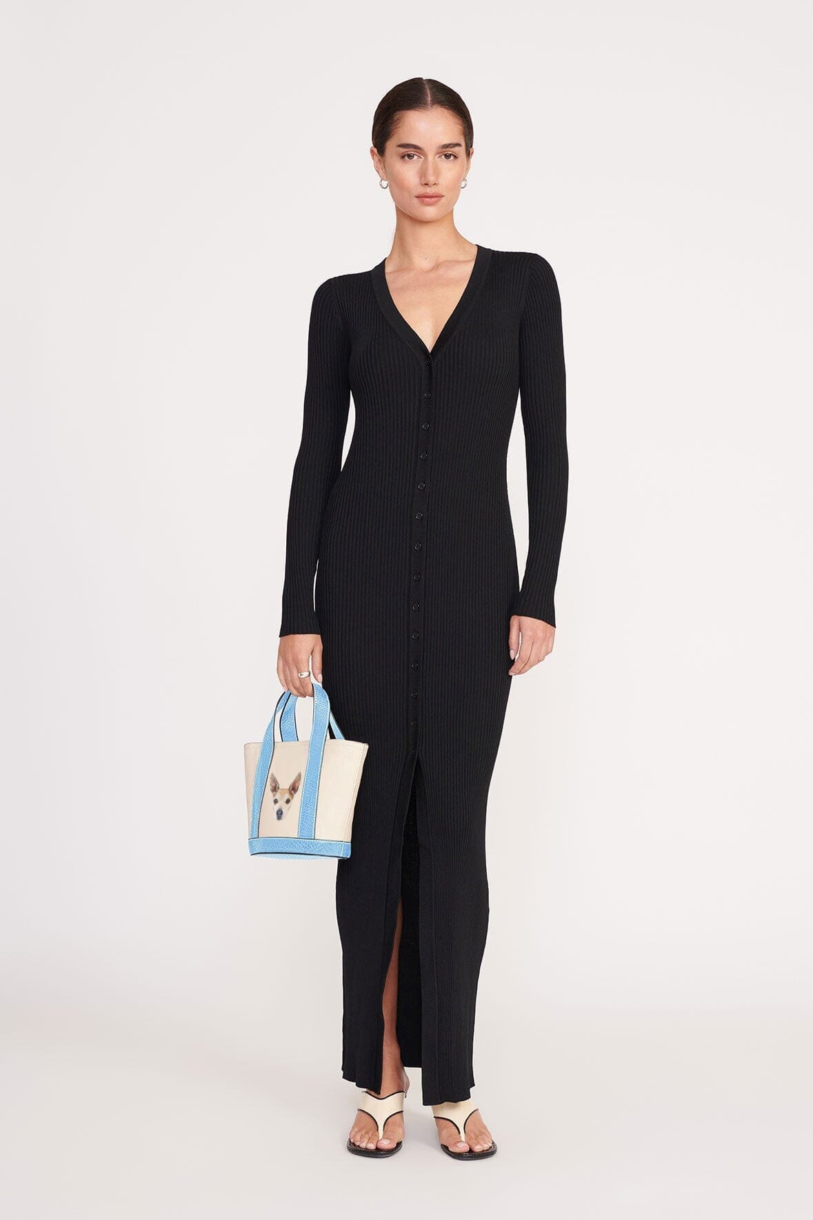 Image CUSTOM ALLORA MINI TOTE | CREAM STAUD BLUE 2 of 4 and Clicking this image will trigger a zoom pop-up