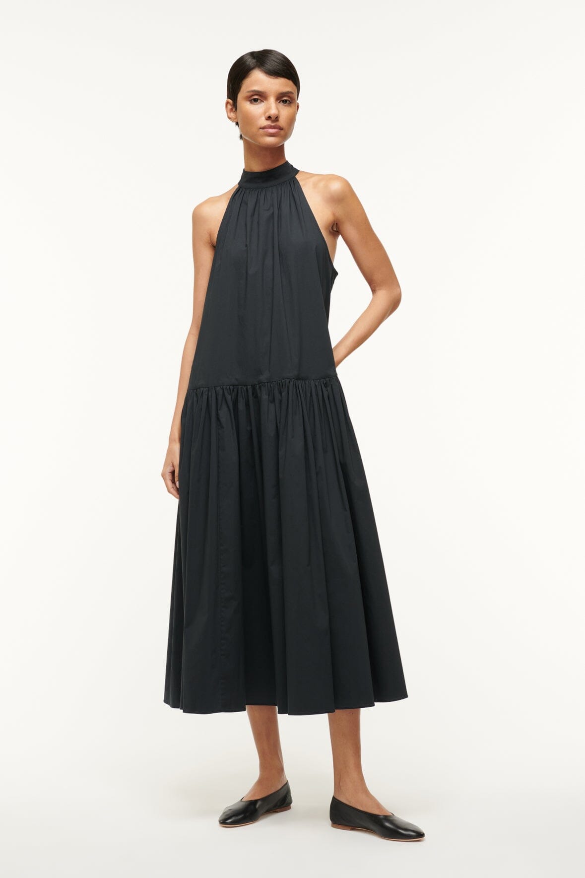 STAUD MIDI MARLOWE DRESS BLACK