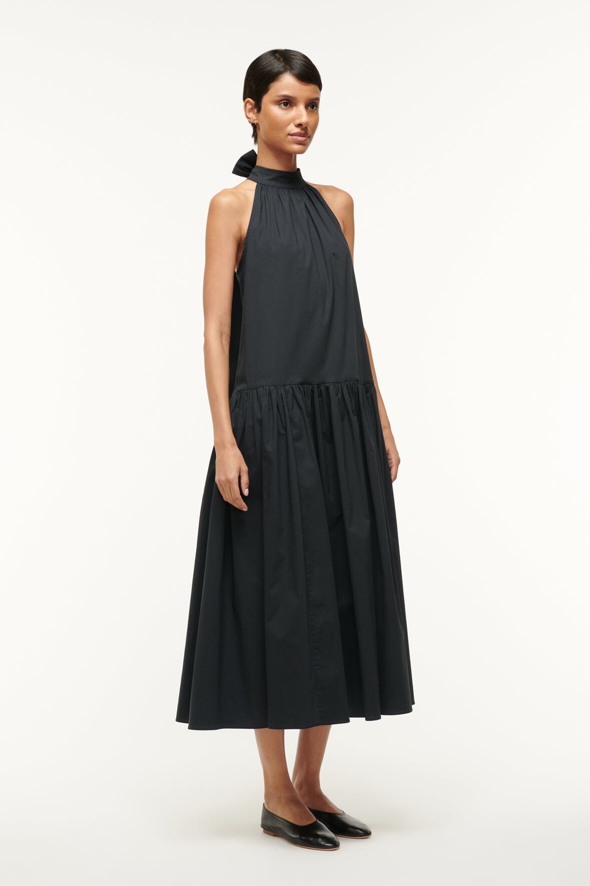 Image MIDI MARLOWE DRESS | BLACK 3 of 6 and Clicking this image will trigger a zoom pop-up