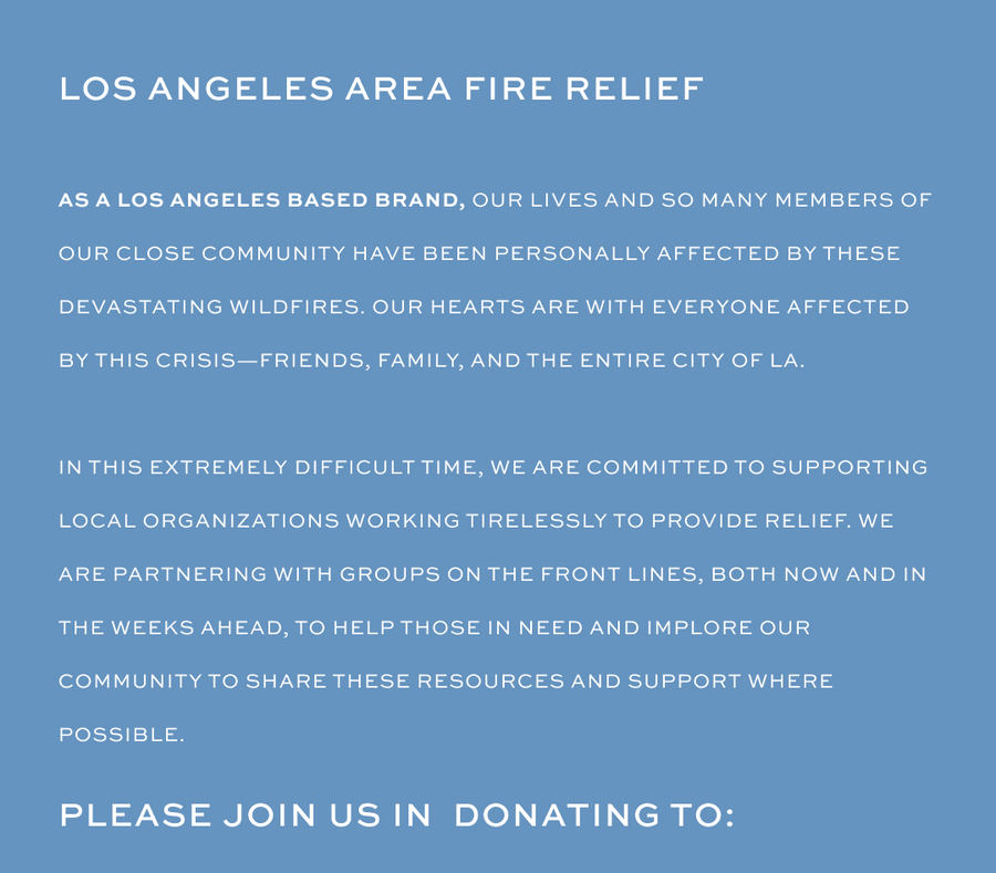 Join Us In Supporting the Los Angeles Fire Relief – STAUD Join Us In Supporting the Los Angeles Fire Relief – STAUD