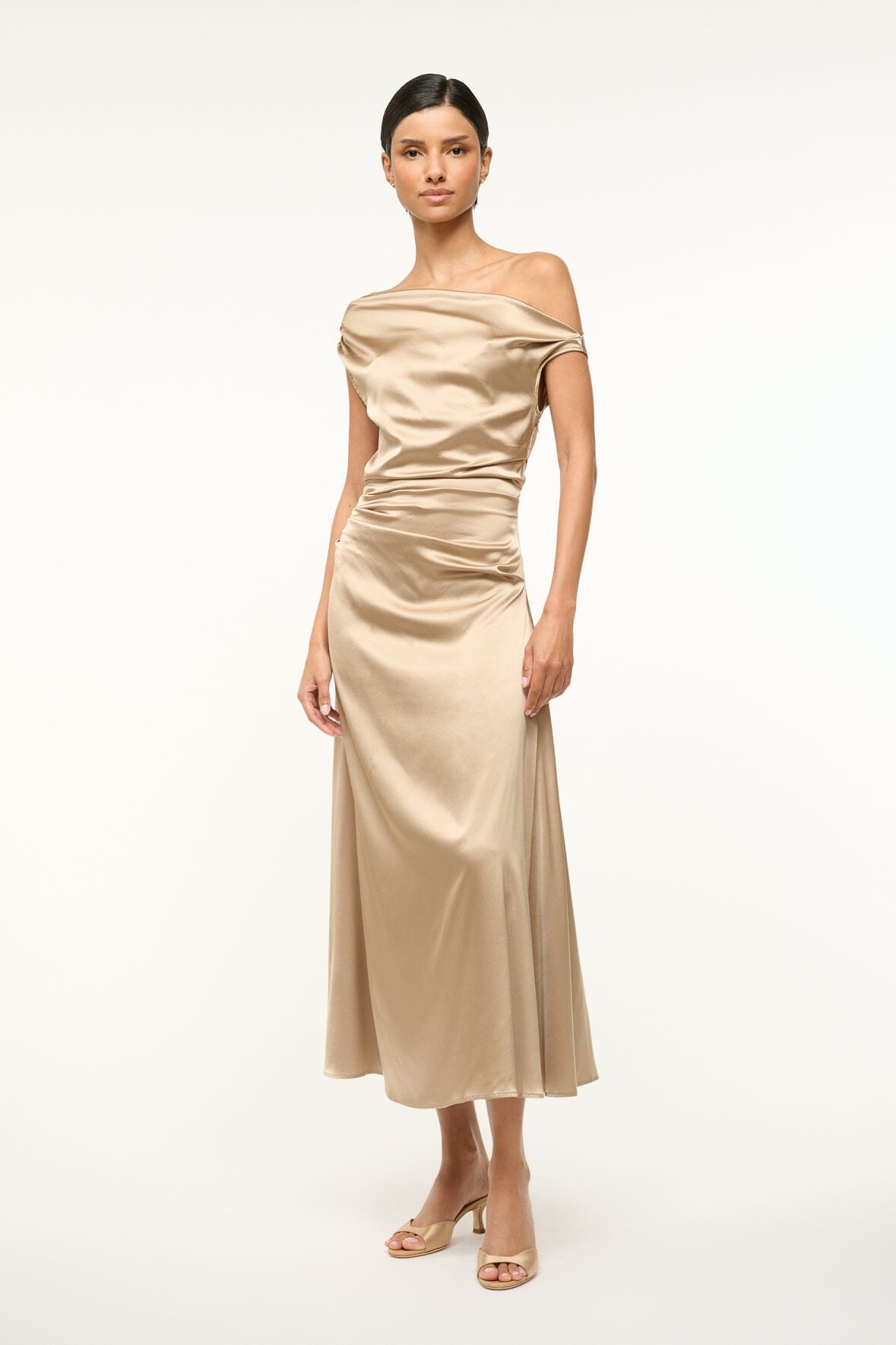 Image PHARE SILK DRESS | BIRCH 1 of 4 and Clicking this image will trigger a zoom pop-up