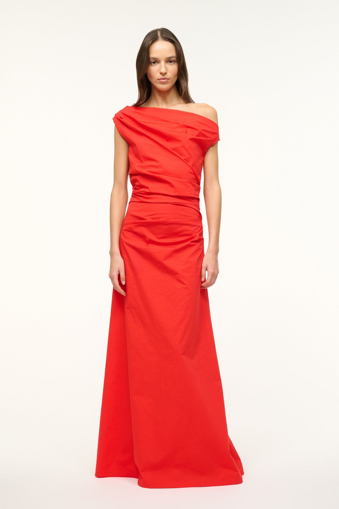 STAUD MAXI PHARE DRESS RED ROSE