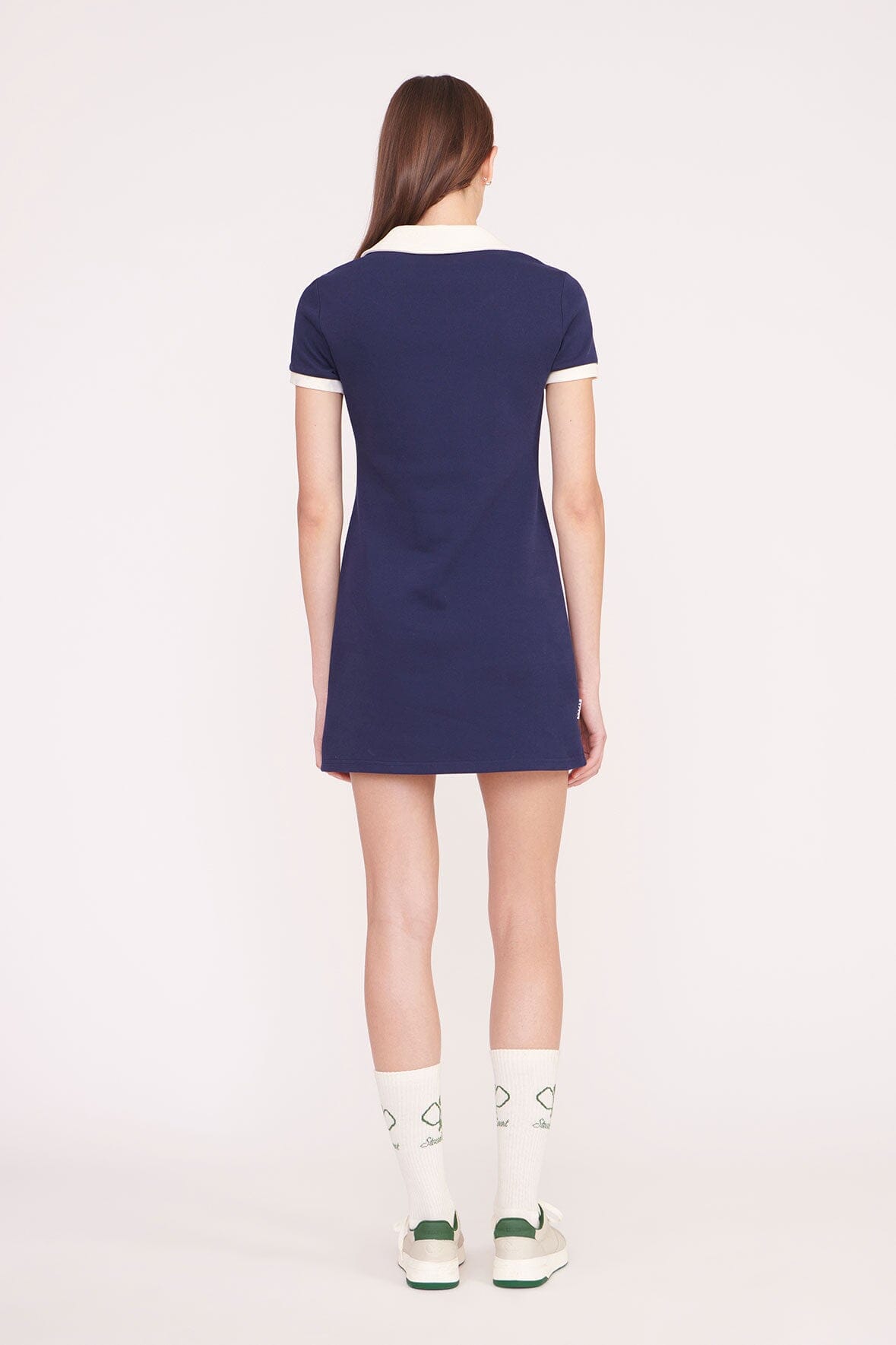 STAUD VOLLEY DRESS NAVY IVORY