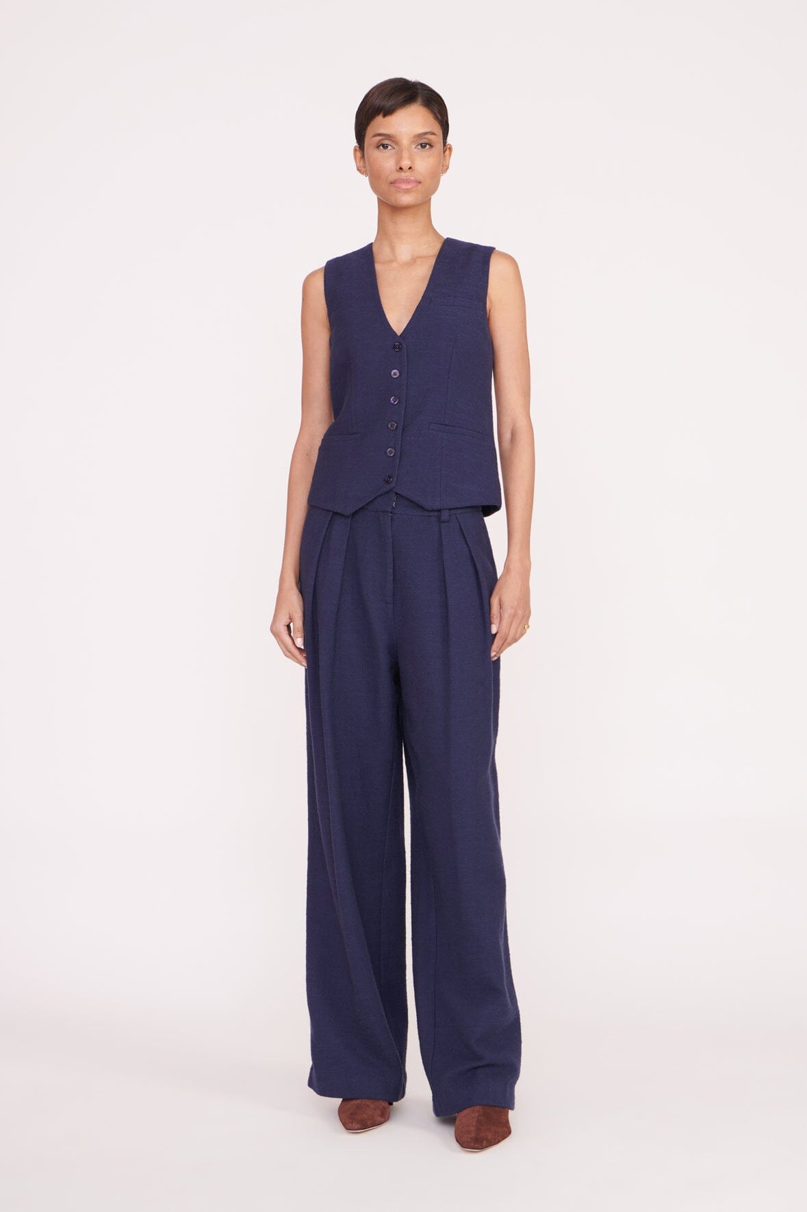 STAUD LUISA PANT NAVY SUITING