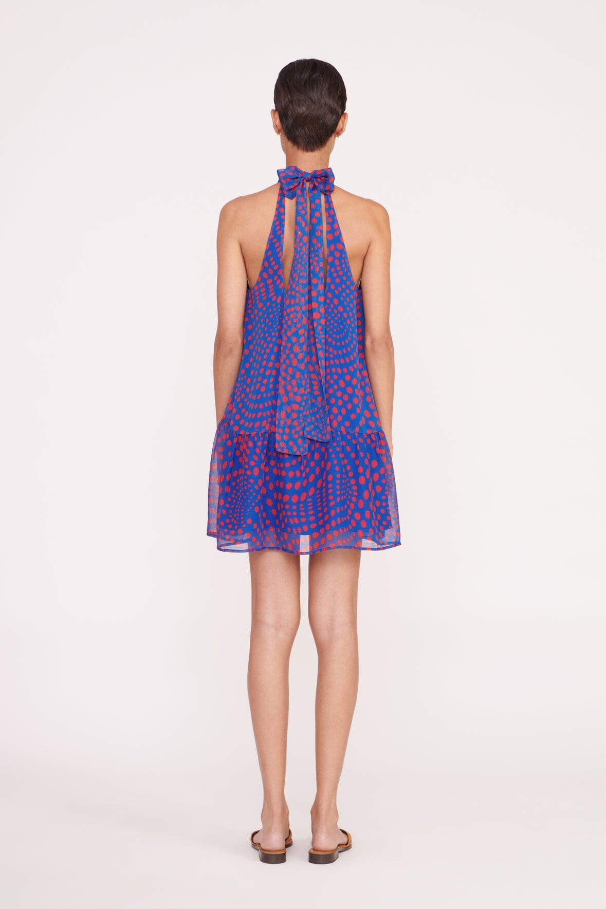 MINI MARLOWE DRESS LAPIS WAVY DOT