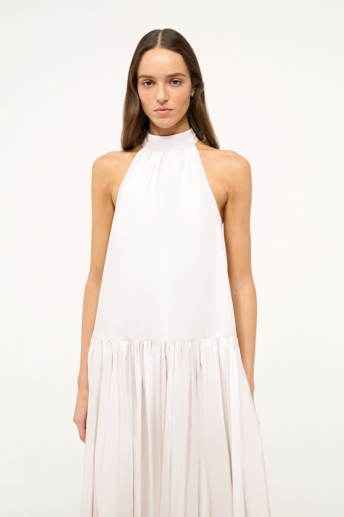 Image MIDI MARLOWE DRESS | WHITE 3 of 4 and Clicking this image will trigger a zoom pop-up