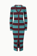 SHOKO SWEATER | TEAL BURGUNDY STRIPE