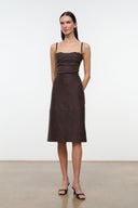 EVANGELINE LEATHER MIDI DRESS | EARTH