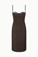 EVANGELINE LEATHER MIDI DRESS | EARTH