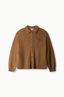 Cashmere cardigan in cigar brown, button-front with chest pocket and ribbed cuffs