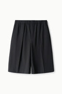 Smoke shorts, flat lay, elastic waist and pleated dark front