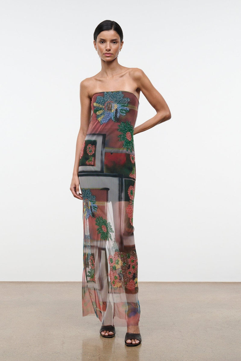 LILIANA DRESS BEADED SUPERBLOOM SCARF