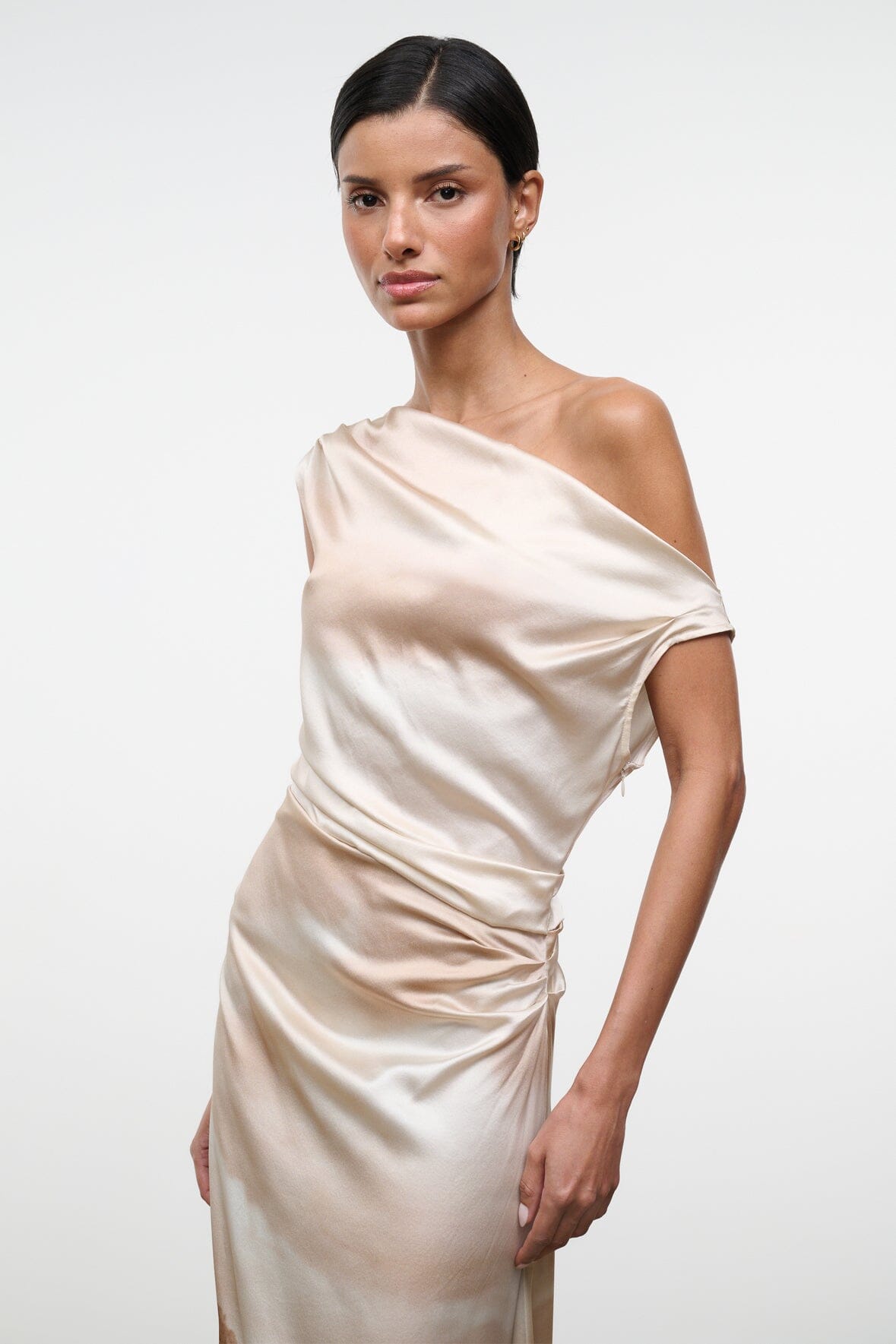 phare silk dress staud STAUD Phare draped silk-blend midi dress