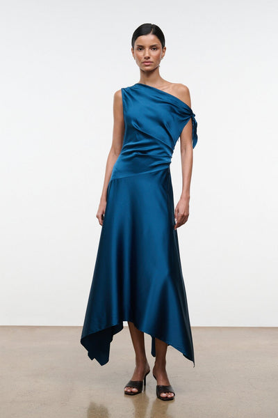 STAUD, Portia Silk Dress in Harbor, Size 14