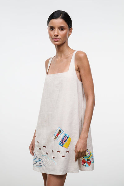 STAUD, Brio Linen Dress in Natural, Size Large