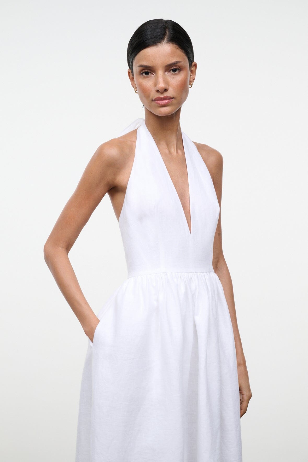 pink linen dress midi Beyond Yoga SoftWash Linen Halter Dress main image 0