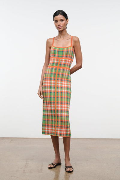 STAUD, Lyra Dress in Villa Plaid, Size Large