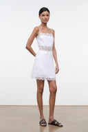 AMALINA LINEN MINI DRESS | WHITE WHITE / 4