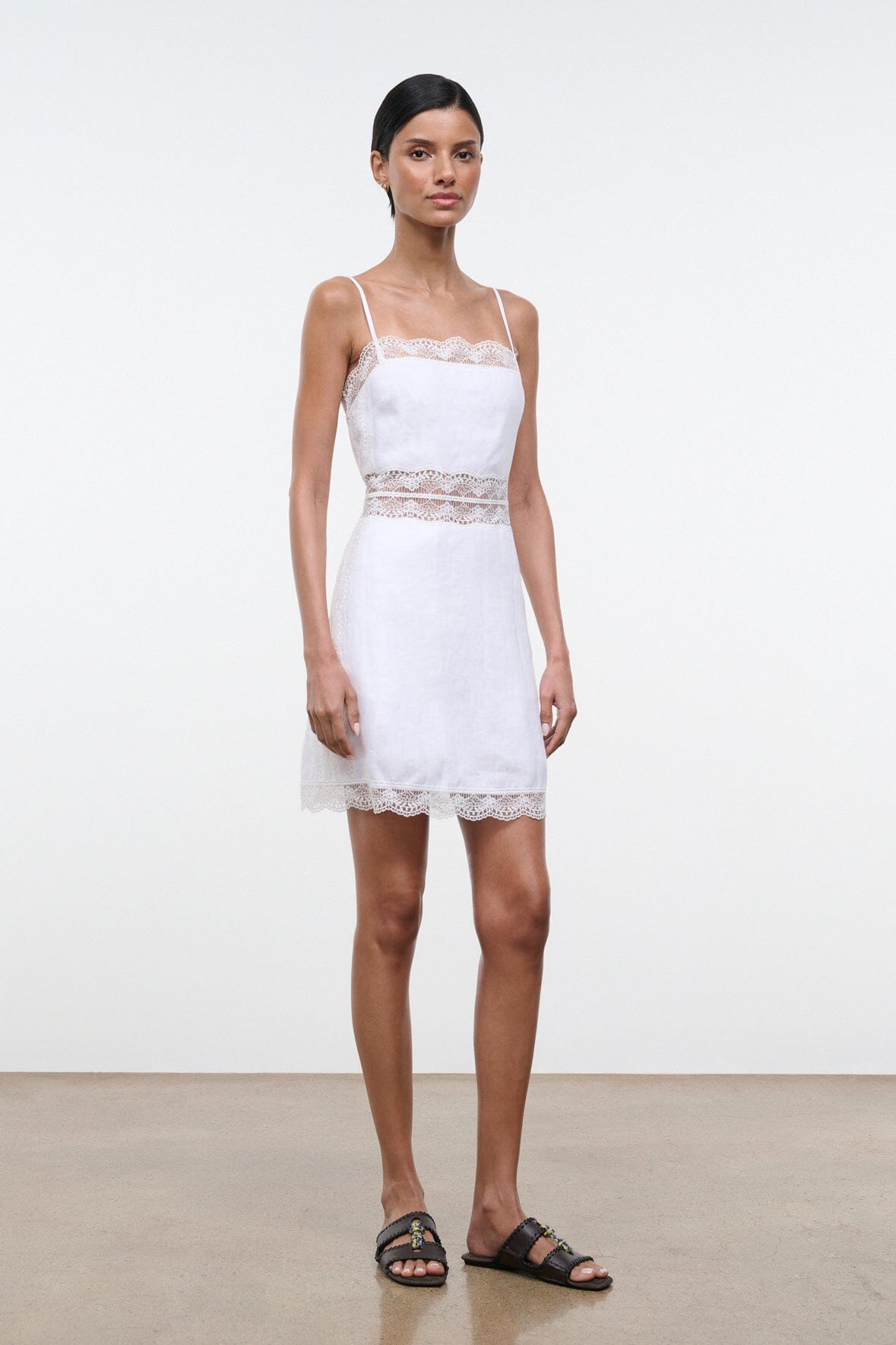STAUD, Amalina Linen Mini Dress in White, Size 0 STAUD, Amalina Linen Mini Dress in White, Size 0