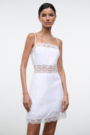 AMALINA LINEN MINI DRESS | WHITE WHITE / 4
