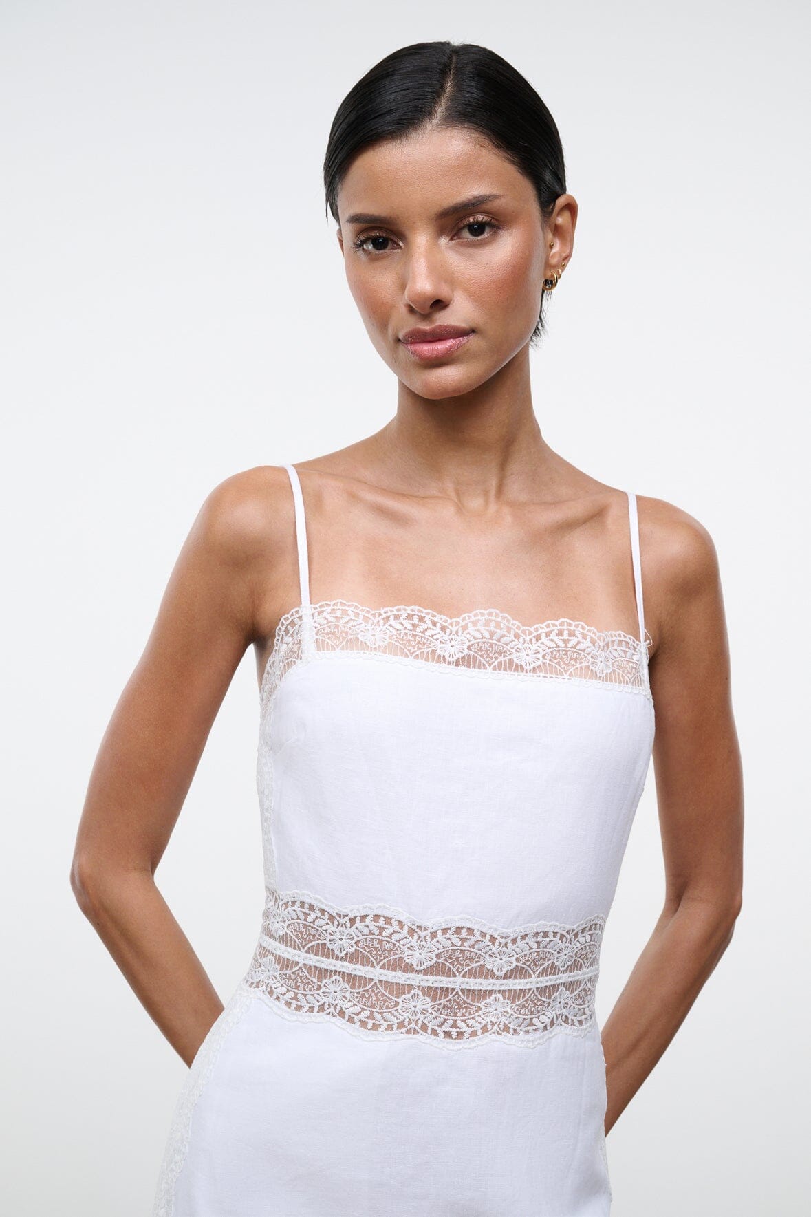 STAUD, Amalina Linen Mini Dress in White, Size 0 STAUD, Amalina Linen Mini Dress in White, Size 0