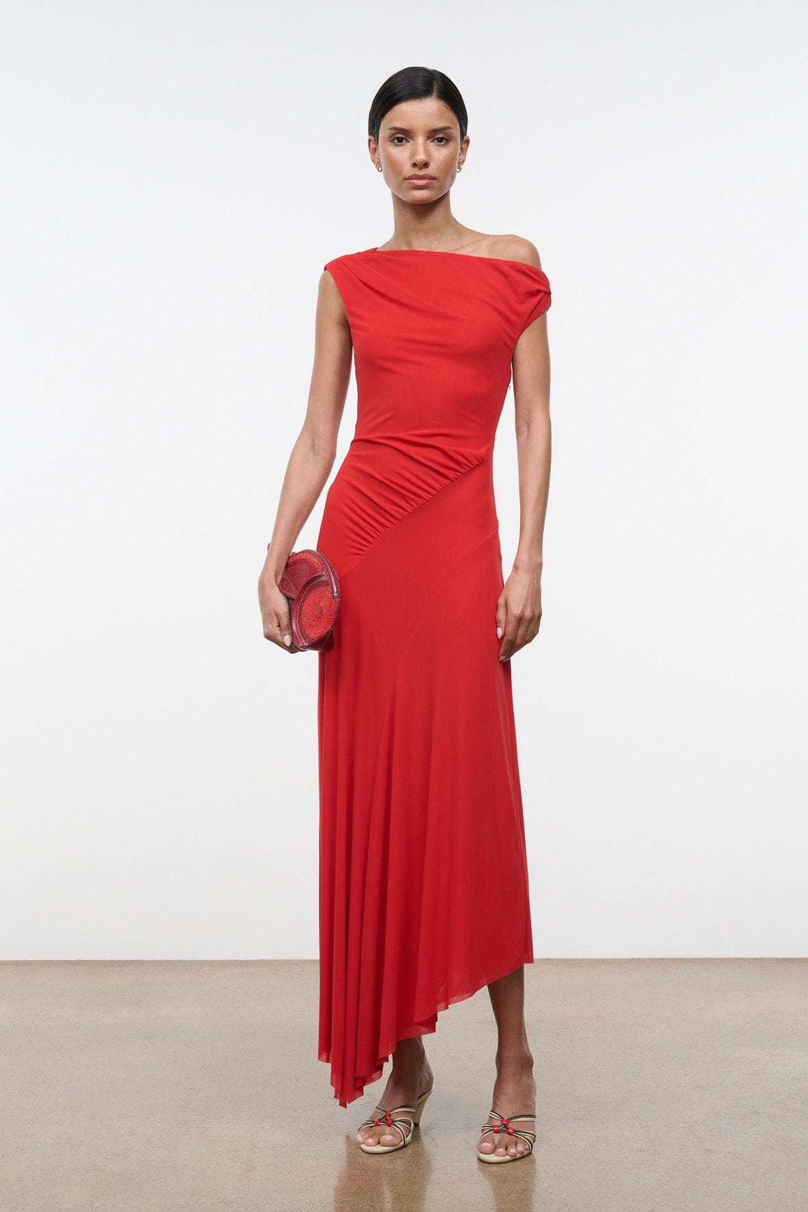 tomato red dress Eddie Midi Dress