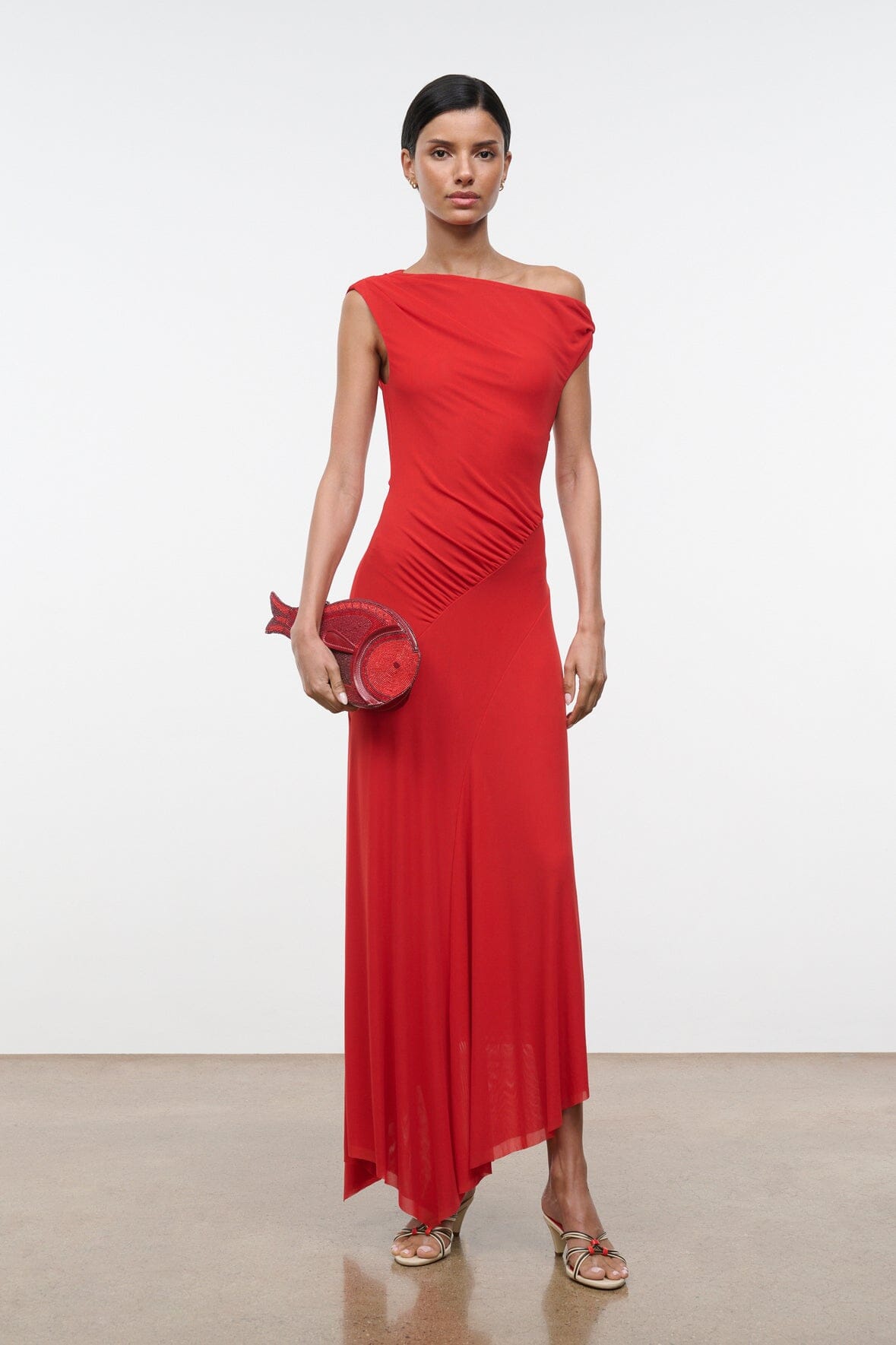 STAUD, Amaris Dress in Tomato, Size Small