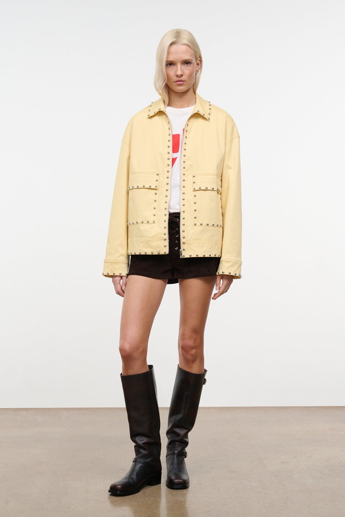 Home / Butter Yellow /CLARKE JACKET { "@context": "https://schema.org", "@type": "Breadcrumb List", "item List Element": [{ "@type": "List Item", "position": 1, "name": "Home" ,"item": "https:\/\/staud.clothing\/" },{ "@type": "List Item", "position": 2, "name"