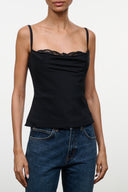 EVANGELINE SILK TOP | BLACK BLACK / 4