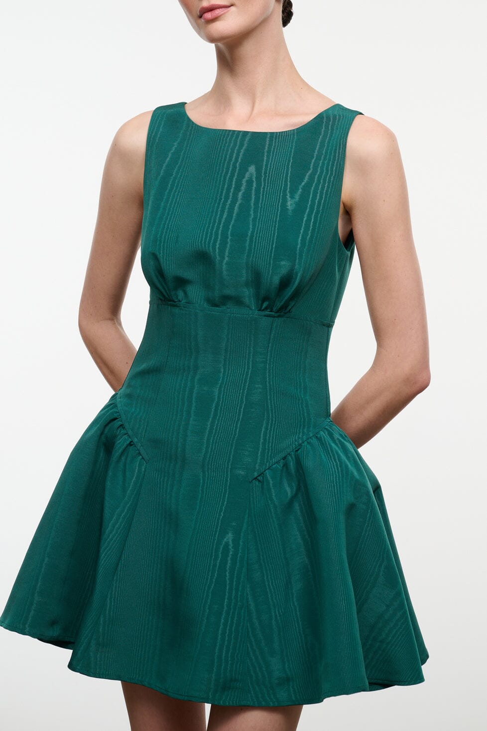 STAUD GWENETTE MINI DRESS EMERALD
