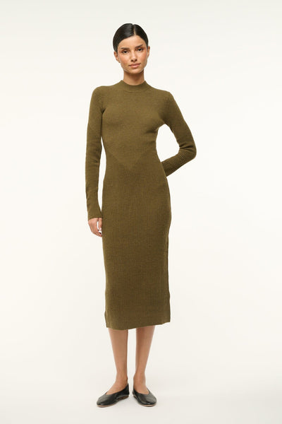 green emerald velvet dress STAUD, Ramona Dress in Sergeant Green, Size Xs