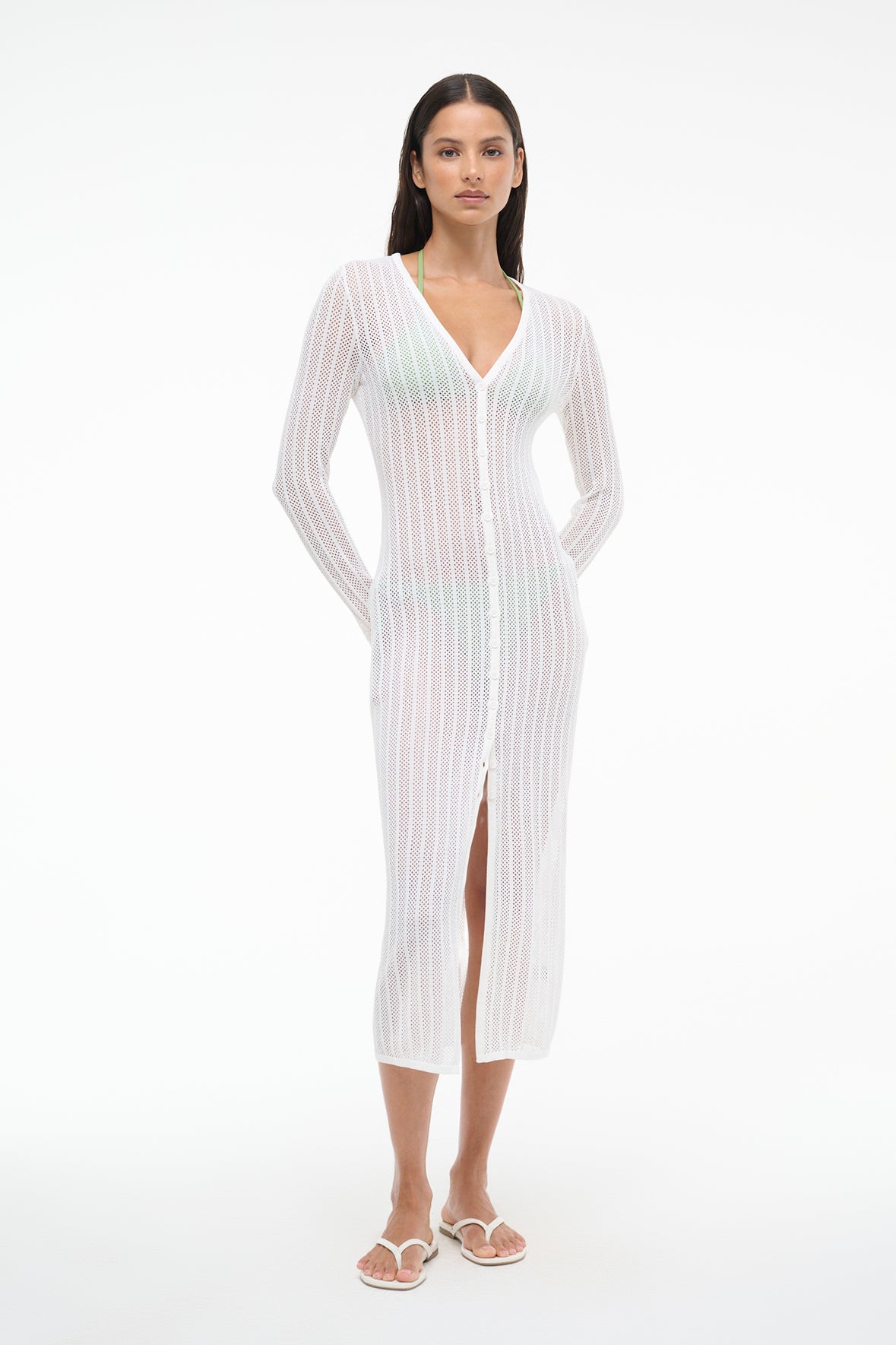 Image SHOKO COVERUP DRESS | IVORY 3 of 7 and Clicking this image will trigger a zoom pop-up