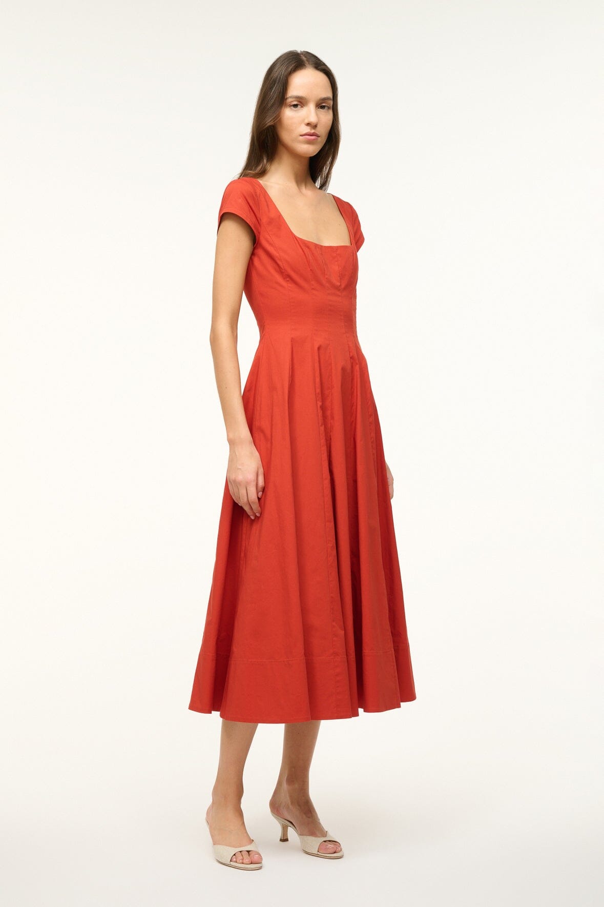 Image SHORT SLEEVE WELLS DRESS | RUST 2 of 5 and Clicking this image will trigger a zoom pop-up