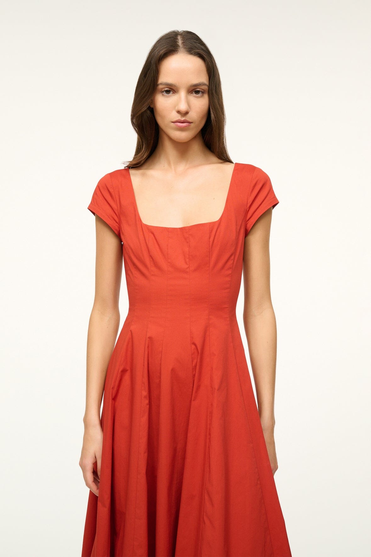 Image SHORT SLEEVE WELLS DRESS | RUST 3 of 5 and Clicking this image will trigger a zoom pop-up