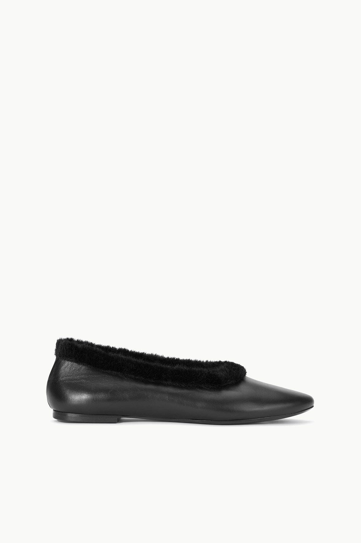 Image ALBA FAUX FUR TRIM BALLET FLAT | BLACK 1 of 6 and Clicking this image will trigger a zoom pop-up