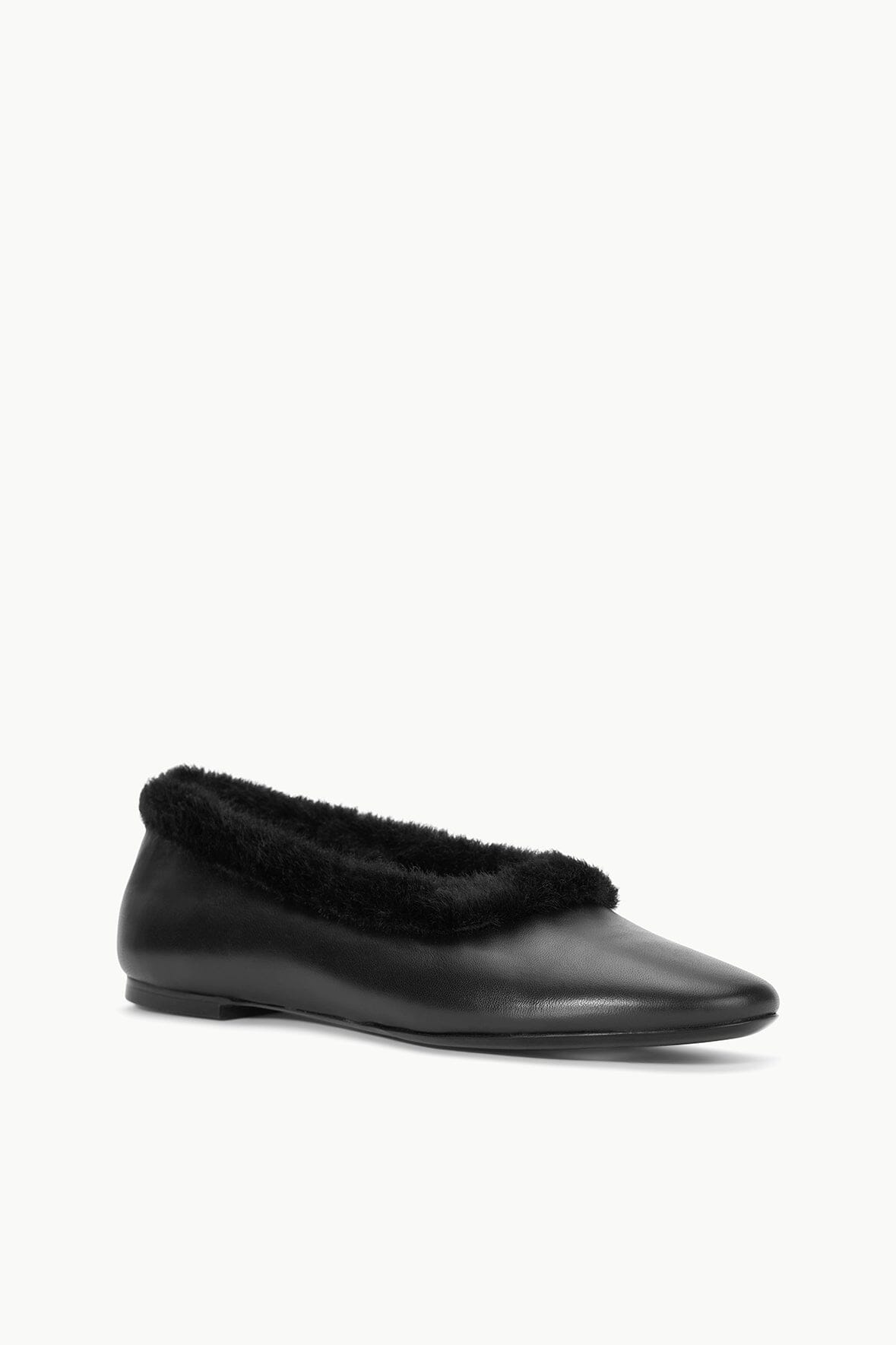 Image ALBA FAUX FUR TRIM BALLET FLAT | BLACK 3 of 6 and Clicking this image will trigger a zoom pop-up