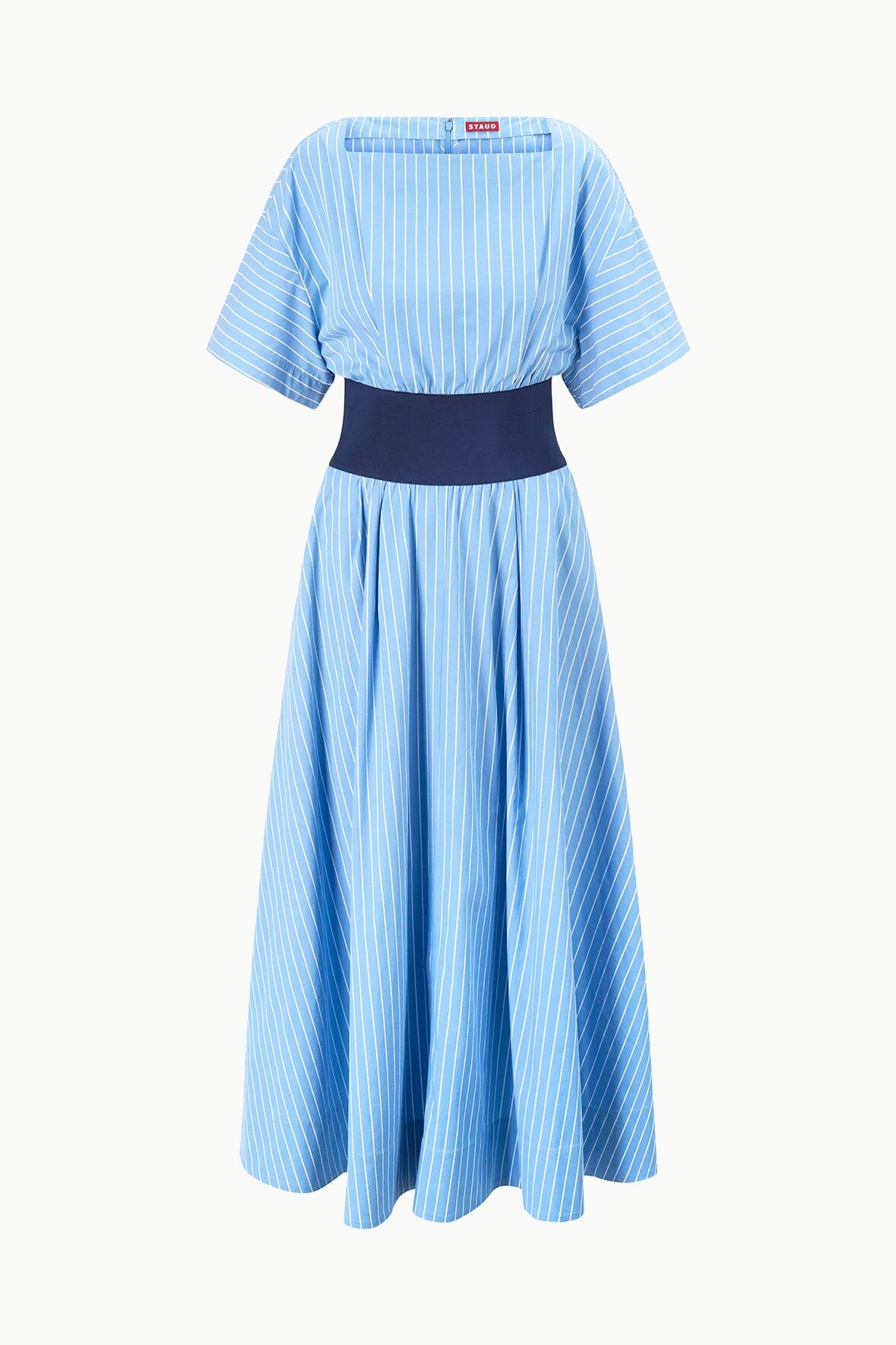 Image AMY DRESS | AZURE PINSTRIPE 5 of 5 and Clicking this image will trigger a zoom pop-up