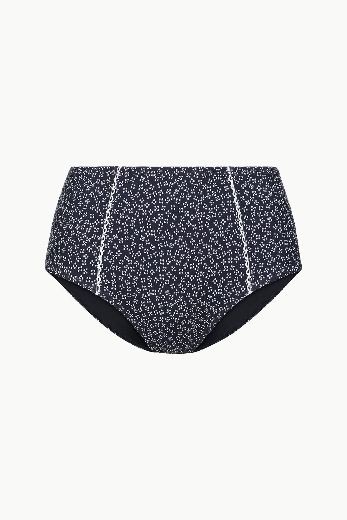 Image BRENTON BIKINI BOTTOM | BLACK WOODBLOCK DITSY FLORAL 6 of 6 and Clicking this image will trigger a zoom pop-up