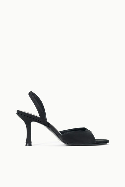 STAUD BRIGITTE HEEL BLACK SATIN 2
