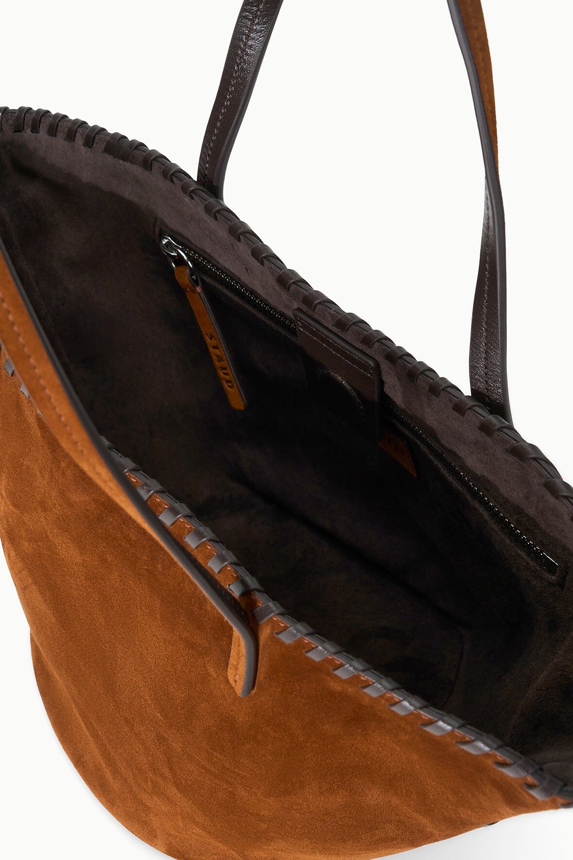 STAUD CARO BUCKET BAG TABAC SUEDE ESPRESSO