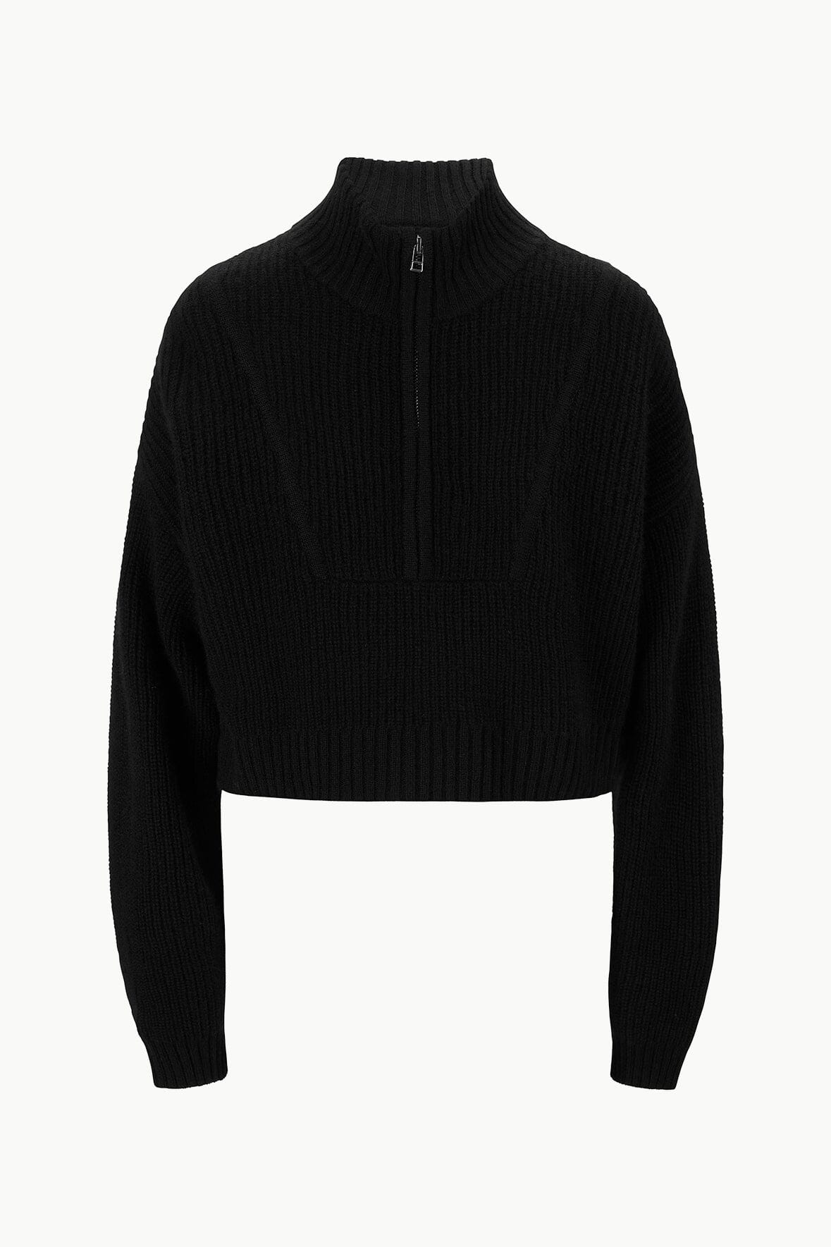 Image CASHMERE CROPPED HAMPTON SWEATER | BLACK 4 of 4 and Clicking this image will trigger a zoom pop-up